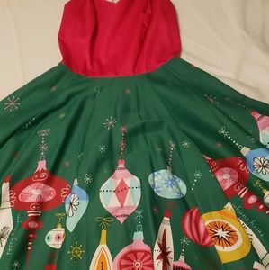 Jenny dress green ornament print fuchsia top L